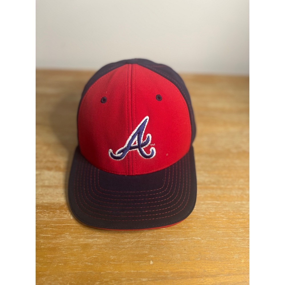 Atlanta Braves MLB Baseball Hat Red Navy Blue M2 Technology Fitted Cap L-XL 398F